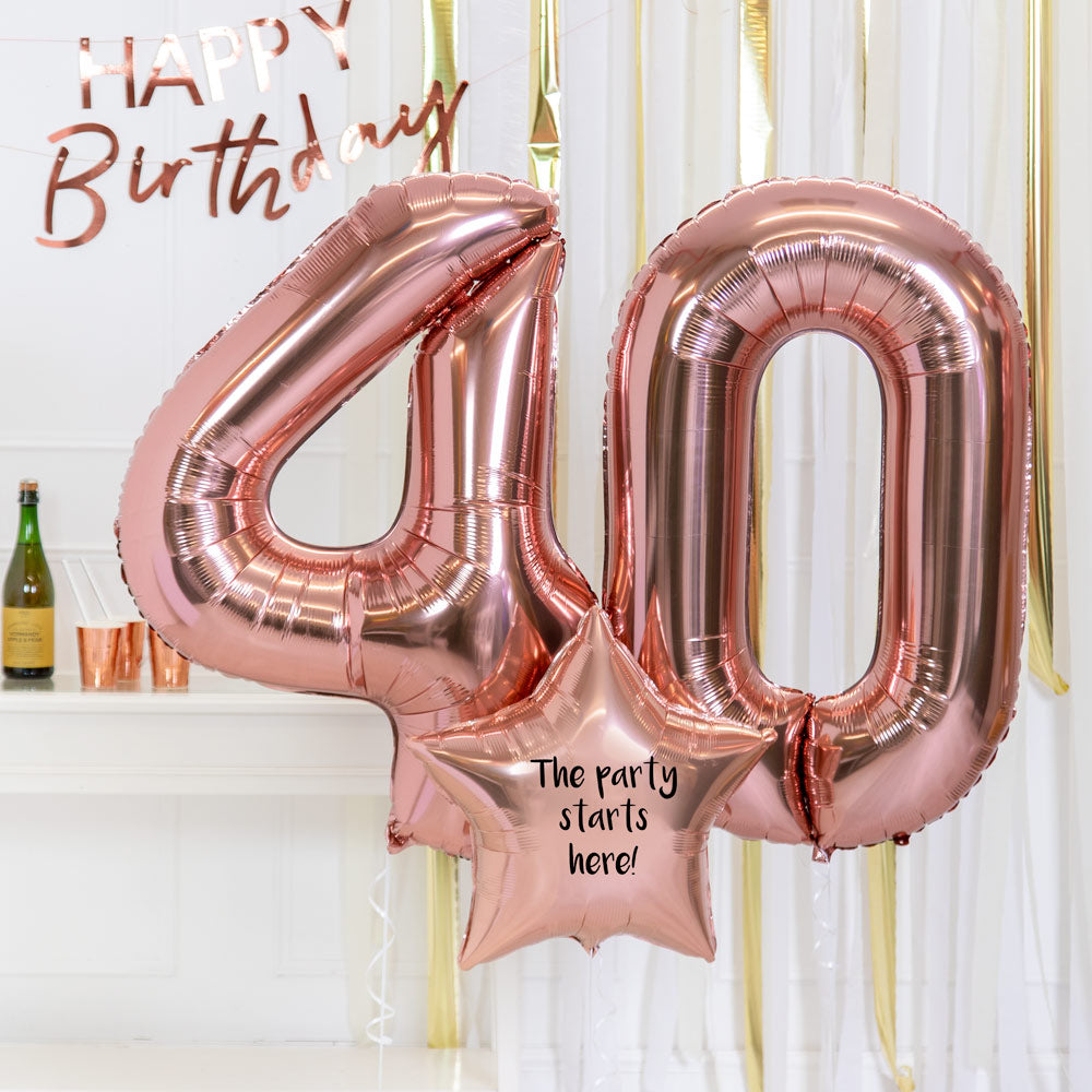 40th Birthday Balloons - Personalised Inflated Balloon Bouquet Rose Go – Party Pieces